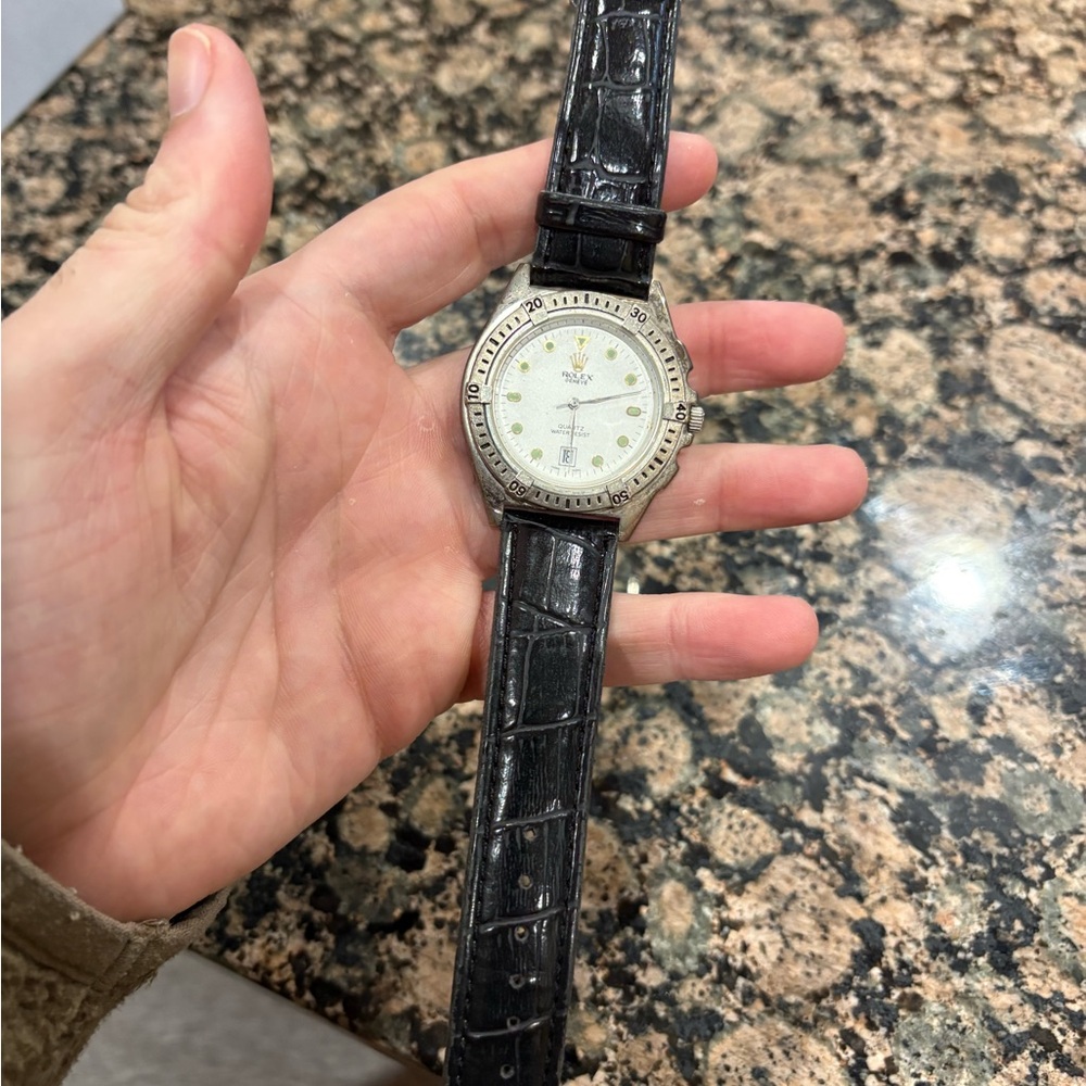 Rolex Black Leather Strap Men's Watch - Unbranded Classic